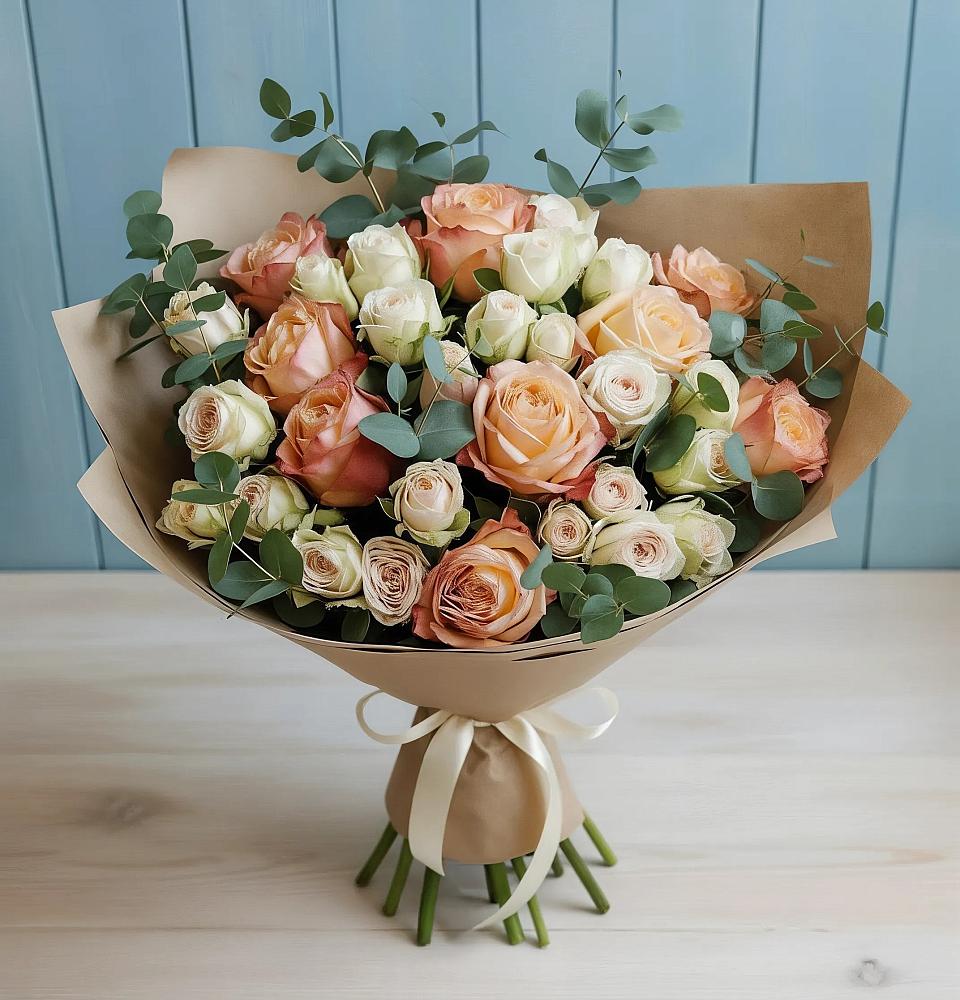 Букет цветов из: Альстромерии и Розы в Лахденпохье