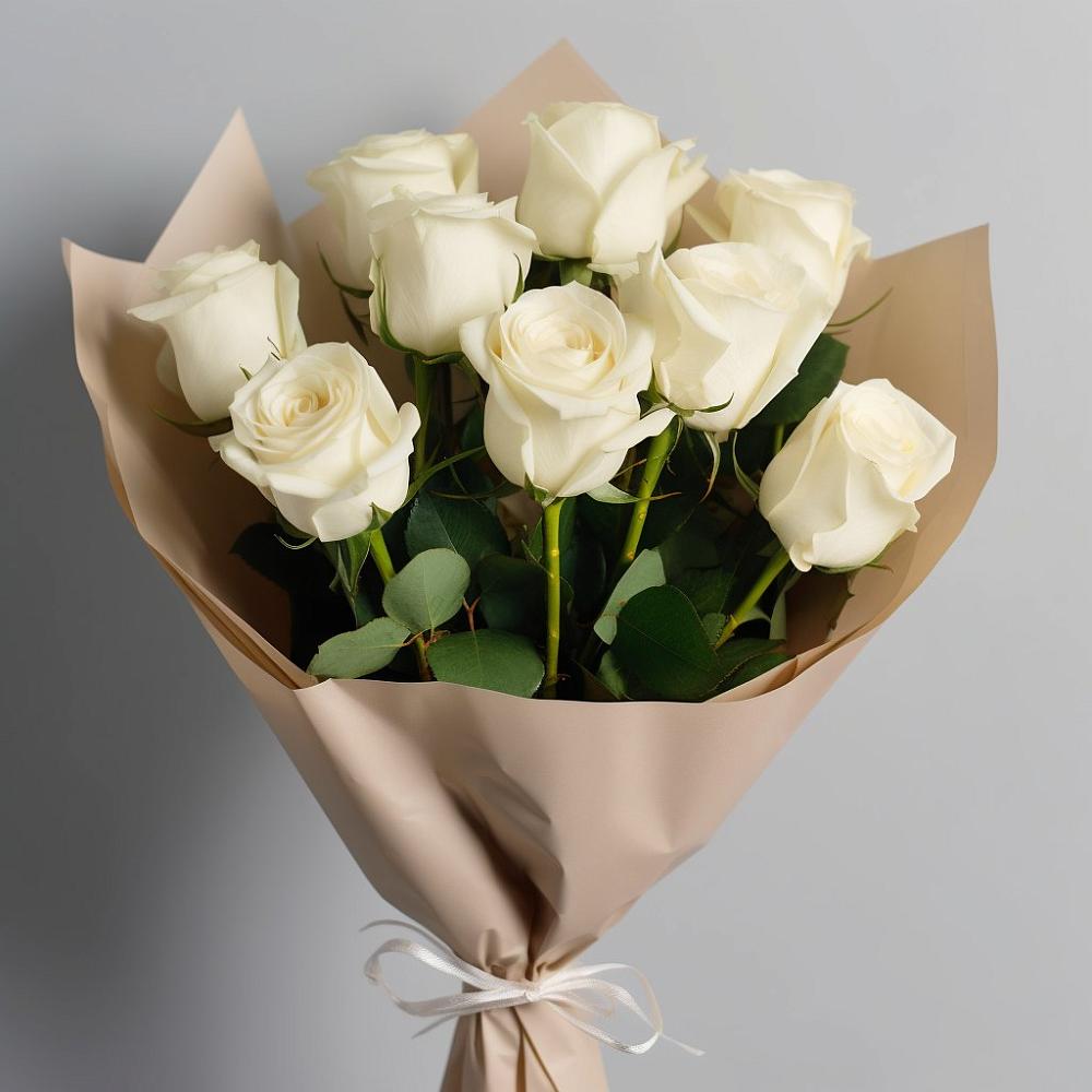 Букет 9 Белых роз Эдлесс Лав в Лахденпохье