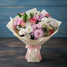 Букет цветов из:  Хризантемы, Альстромерии и Розы в Лахденпохье