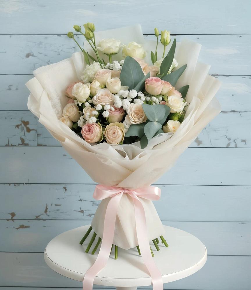 Букет цветов из: Розы и Лизиантусы в Лахденпохье