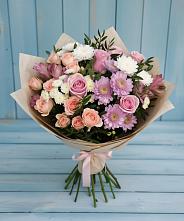 Букет цветов из:  Хризантемы, Розы и Альстромерии в Лахденпохье