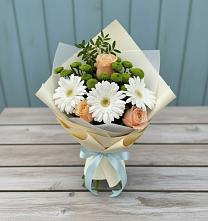 Букет цветов из:  Герберы, Розы и Хризантемы #REPLACE_PRED# Лахденпохье