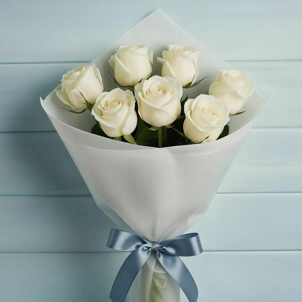 Букет 7 Белых роз Эдлесс Лав в Лахденпохье
